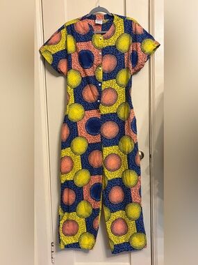 Yevu short sleeve jumpsuit in Celestial print
